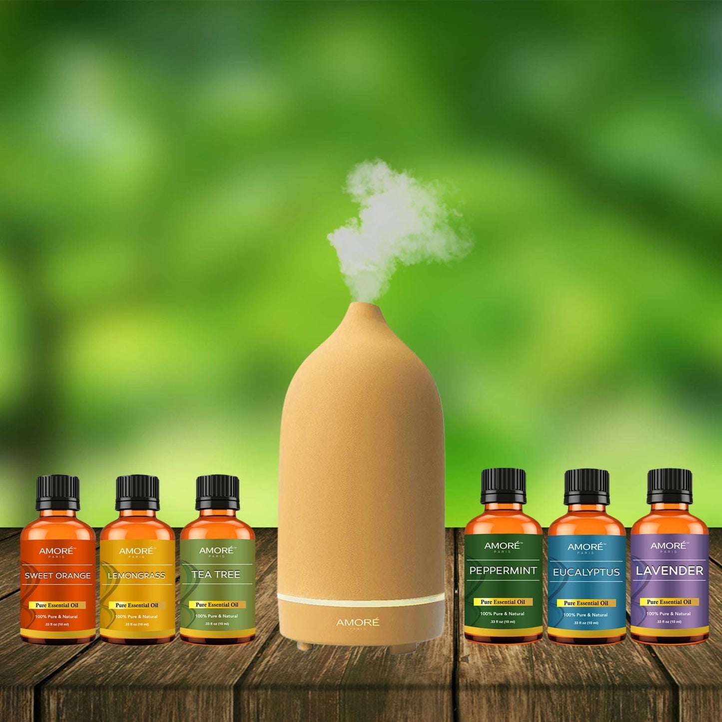 Rynx | 7-Piece: Ultrasonic Aromatherapy Essential Oil Diffuser with Essential Oils