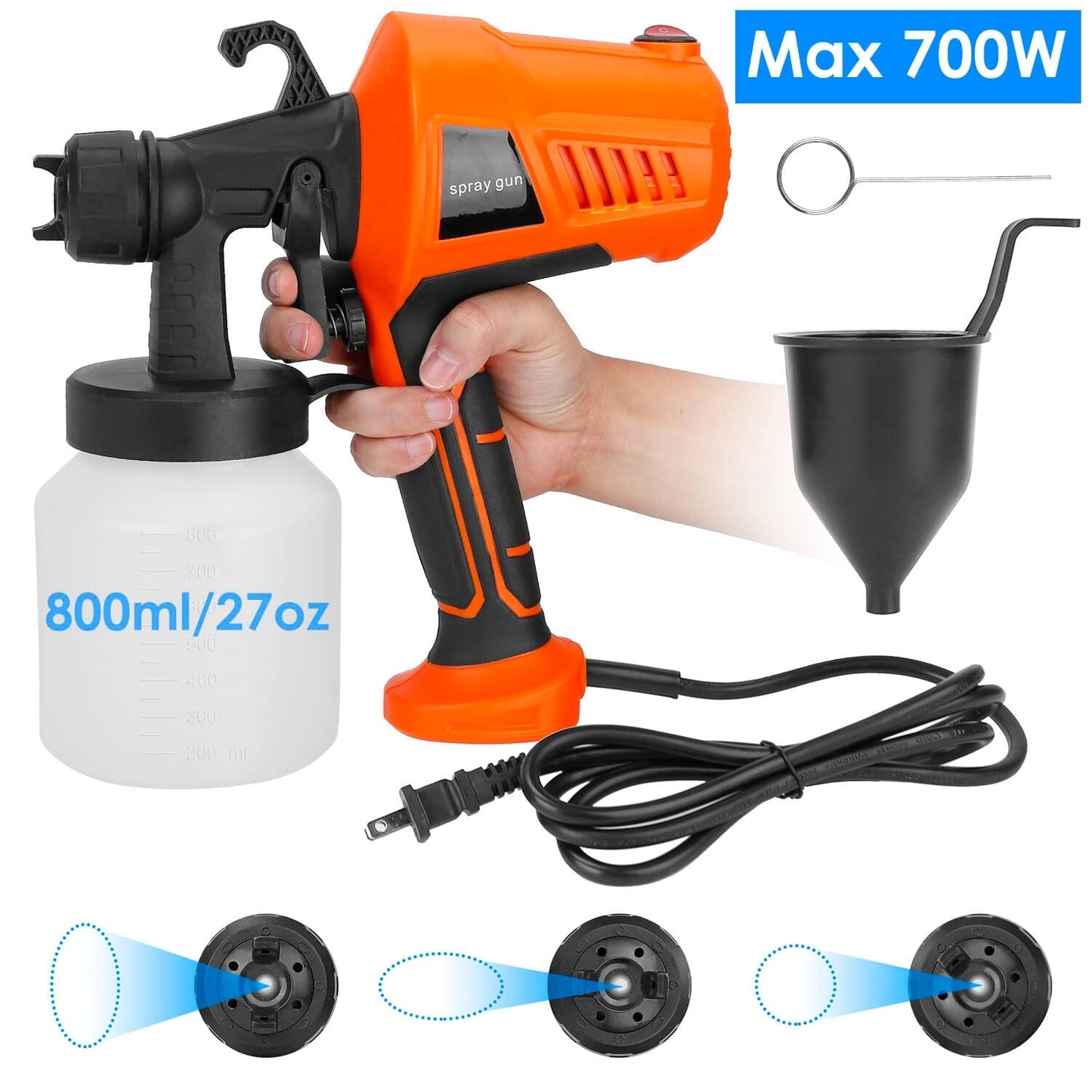 Rynx | 700W Electric Paint Sprayer Handheld with 3 Spray Patterns 800ml