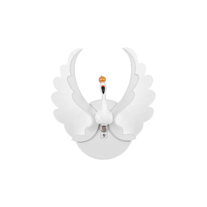 Rynx | Swan Iron Wall Lamp Sconces Strip Cartoon White/Pink Finish LED Wall Lamp Fixture with Acrylic Wing in White/Warm Light