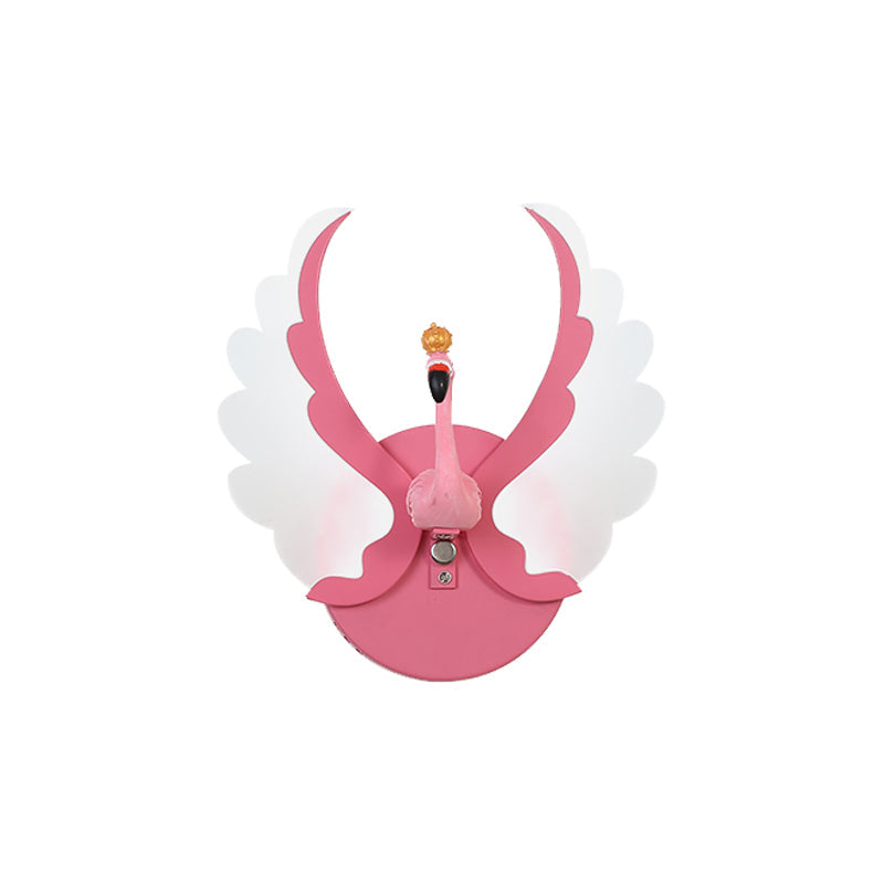 Rynx | Swan Iron Wall Lamp Sconces Strip Cartoon White/Pink Finish LED Wall Lamp Fixture with Acrylic Wing in White/Warm Light