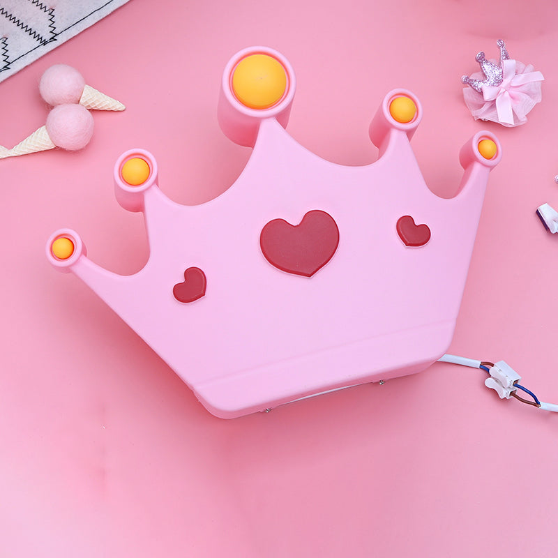Rynx | Pink Finish Crown Shape Wall Lamp Wall Lamp Cartoon LED Plastic Wall Mount Lamp Fixture
