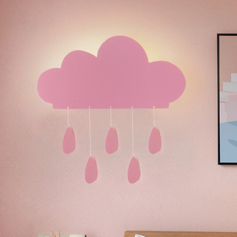 Rynx | Rain Cloud Shape Wall Lamp Cartoon Acrylic LED Nightstand Lamp Attachment in Blue/Pink