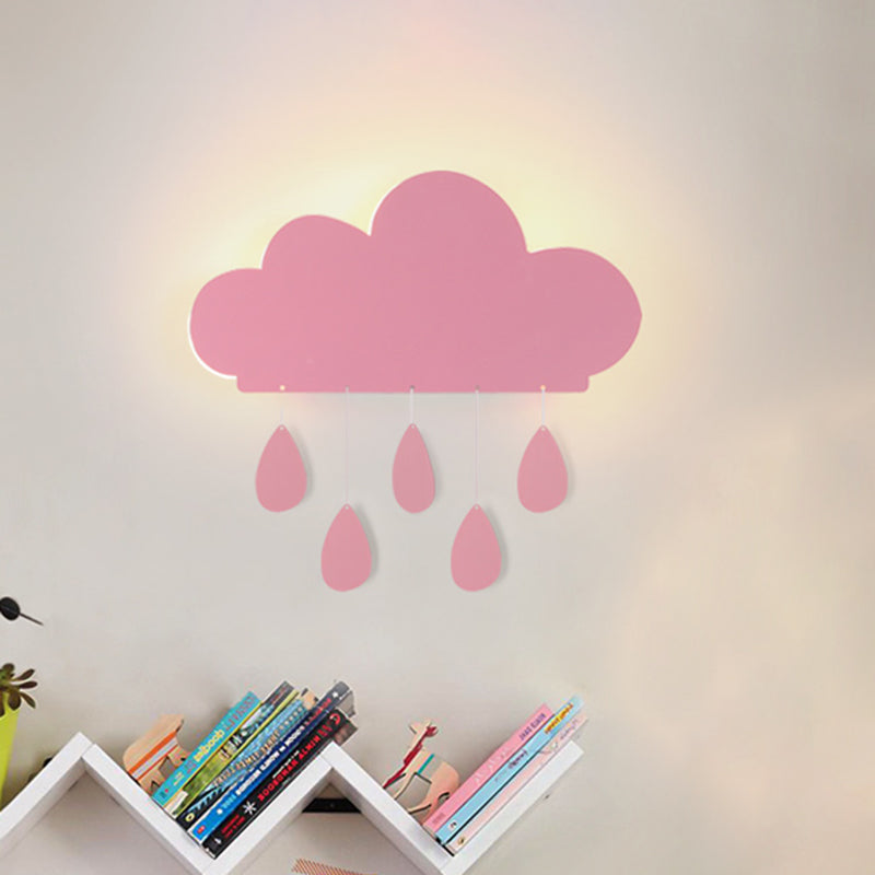 Rynx | Rain Cloud Shape Wall Lamp Cartoon Acrylic LED Nightstand Lamp Attachment in Blue/Pink