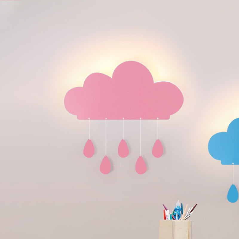 Rynx | Rain Cloud Shape Wall Lamp Cartoon Acrylic LED Nightstand Lamp Attachment in Blue/Pink