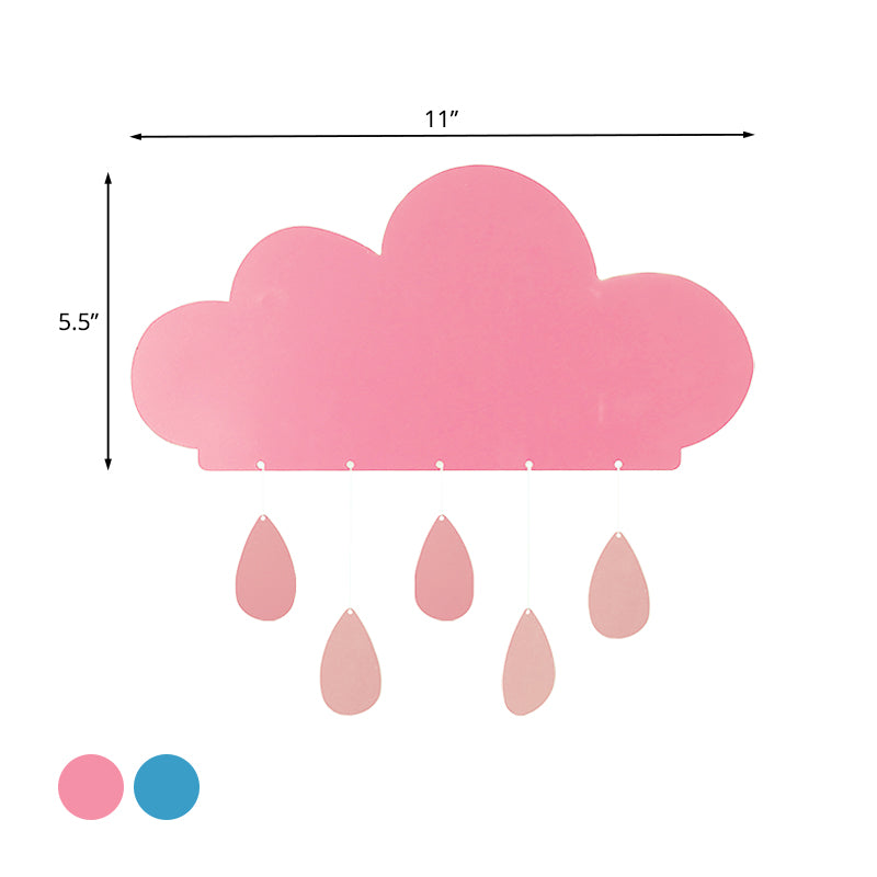 Rynx | Rain Cloud Shape Wall Lamp Cartoon Acrylic LED Nightstand Lamp Attachment in Blue/Pink