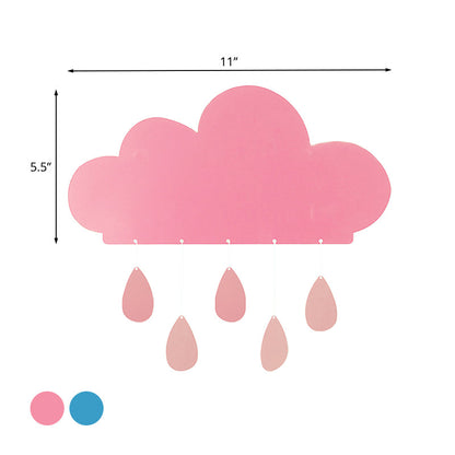 Rynx | Rain Cloud Shape Wall Lamp Cartoon Acrylic LED Nightstand Lamp Attachment in Blue/Pink