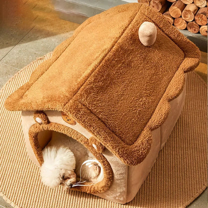 Rynx | Foldable Plush Dog House - Cozy Winter Pet Sleeping Nest