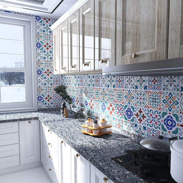 Rynx | Square Print Plastic Peel & Stick Tile Field Tile for Backsplash Wall