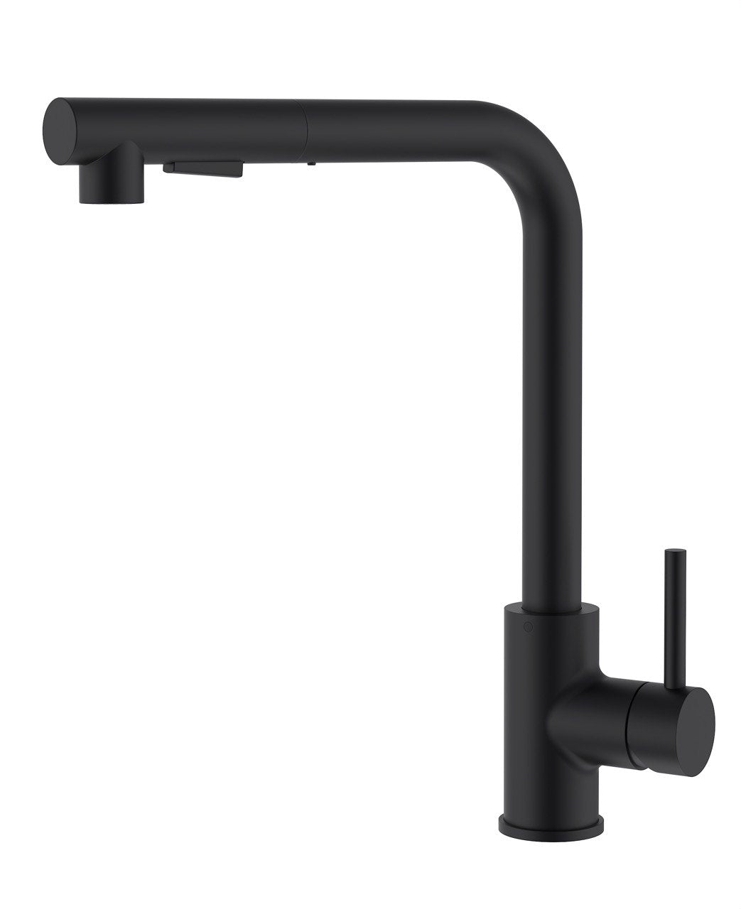 Rynx | Kitchen faucet with pull-out spray / Matte black design / Single hole installation / Single handle operation
