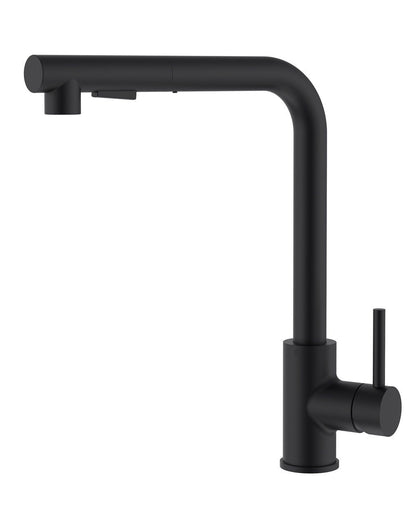 Rynx | Kitchen faucet with pull-out spray / Matte black design / Single hole installation / Single handle operation