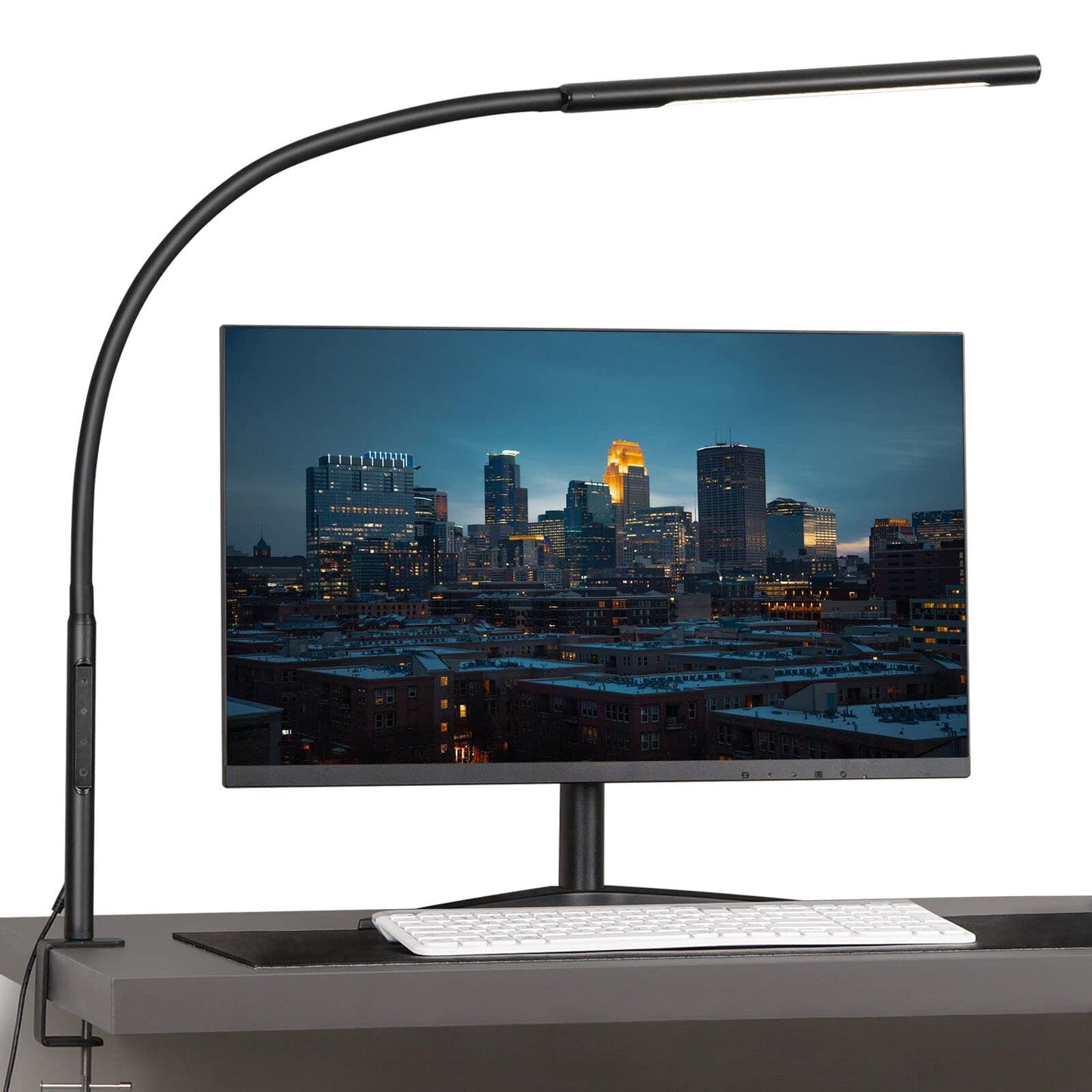 Rynx | Amazlit Desk Lamp, Eye-Friendly Desk Light, Goose Neck Clamp Lamp, Adjustable Color Temperature & Brightness,Clamp Lamp with Memory & Timer Function, Clamp Lamp for Home Office, 12W, Black