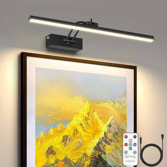 Rynx | Jngmair Picture Lighting, 5200Mah Rechargeable Battery-Powered Picture Lighting For Wall With Remote Control, 300Lm 3000K 16'' Metal