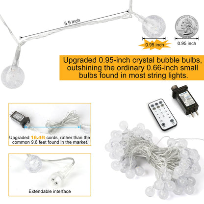 Rynx | Rxment 50Ft Multicolored & Warm White Floodlights, Expandable Crystal Ball For Indoor & Outdoor
