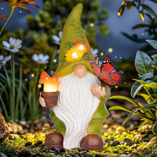 Rynx | Foreby Outdoor Garden Decorations Garden Gnomes - Resin Gnomes With Solar Light Outdoors, Decorative Mushrooms And Colorful Butterflies, Garden Decorations For Garden, Garden Gifts For Women