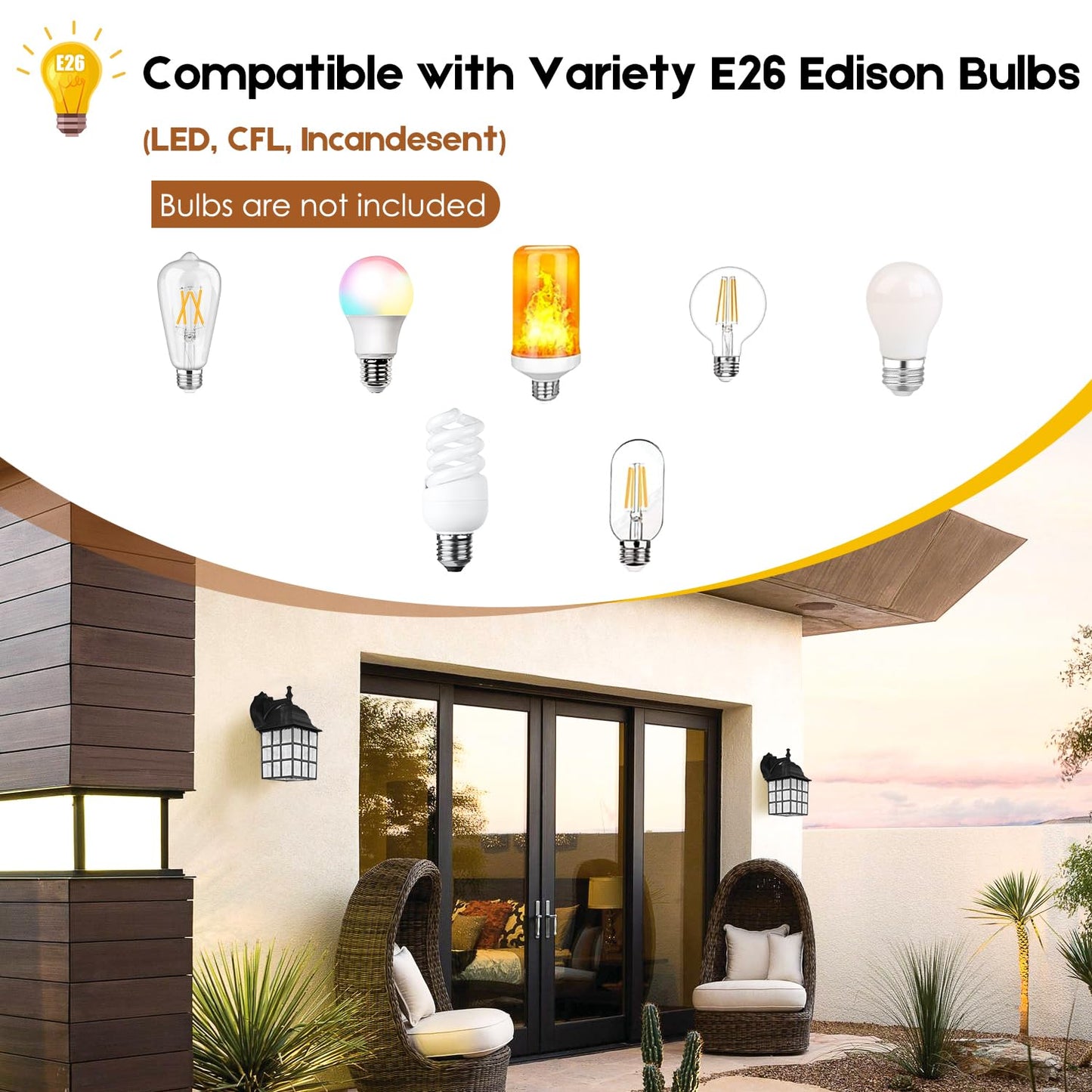 Rynx | Brightever Dusk To Dawn Outdoor Wall Lamp 2-Pack, Black Waterproof Light With Photocell Sensor