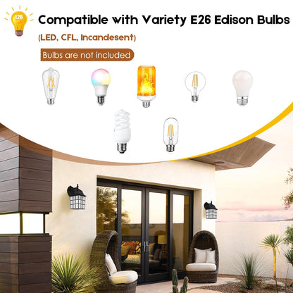 Rynx | Brightever Dusk To Dawn Outdoor Wall Lamp 2-Pack, Black Waterproof Light With Photocell Sensor