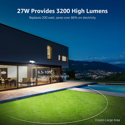 Rynx | Lepro Led Safety Light - Outdoor Motion Sensor Flood Light, 3 Adjustable Heads, 3200Lm, Ip65