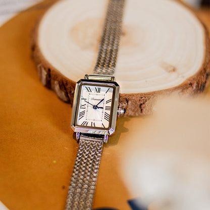 Rynx | Rectangular Milano Mesh Belt Middle Antique Clock