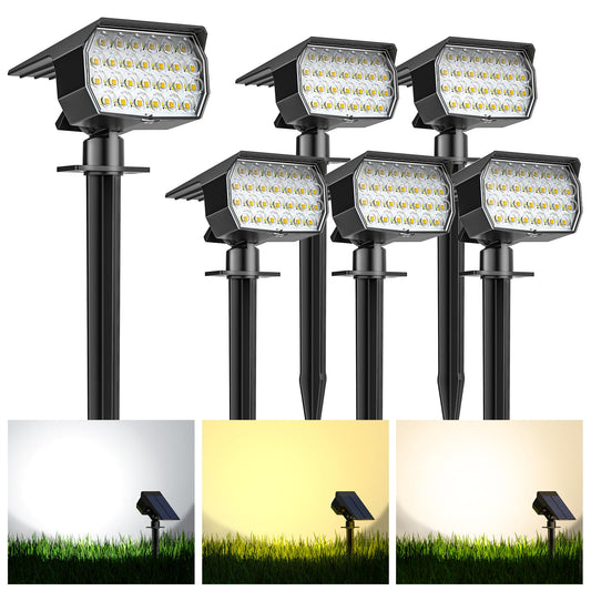 Rynx | Kipeini Solar Spotlights Outdoor 6 Pack, [52 Led/ 6 Lighting Modes] Solar Light Outdoor Waterproof Ip65 Dusk To Dawn Solar Powered Landscape Spotlights For Outdoor Patio Garden Path Lawn