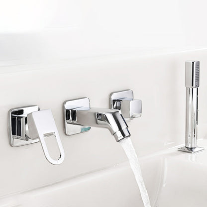 Rynx | Wall Mounted Faucet Brass Lever Handle Bathroom Faucet Hand Shower