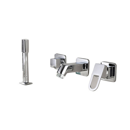 Rynx | Wall Mounted Faucet Brass Lever Handle Bathroom Faucet Hand Shower