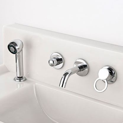 Rynx | Wall Mounted Faucet Brass Lever Handle Bathroom Faucet Hand Shower