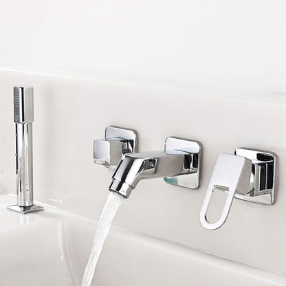 Rynx | Wall Mounted Faucet Brass Lever Handle Bathroom Faucet Hand Shower