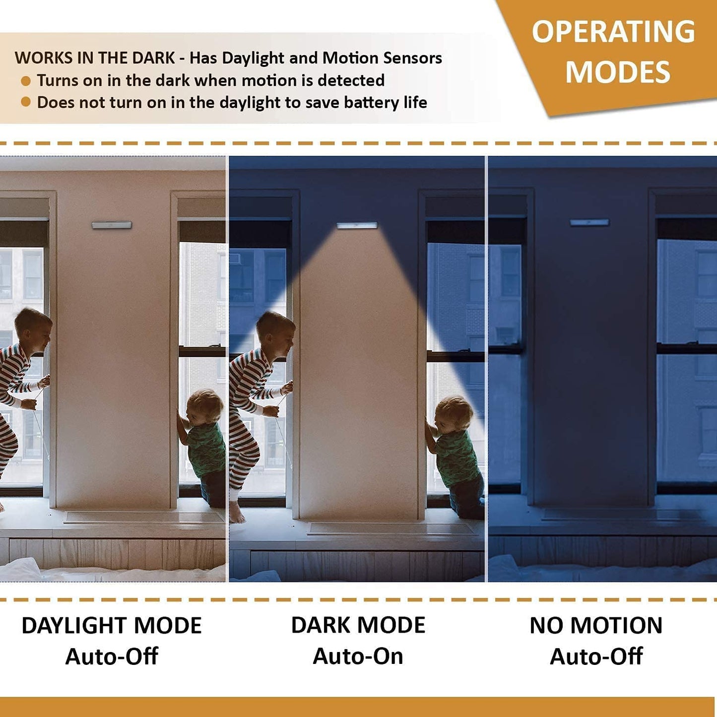 Rynx | Vyanlight Motion Sensor Led Under Cabinet Light, 10 Strips, Battery Powered, White, 6 Pack