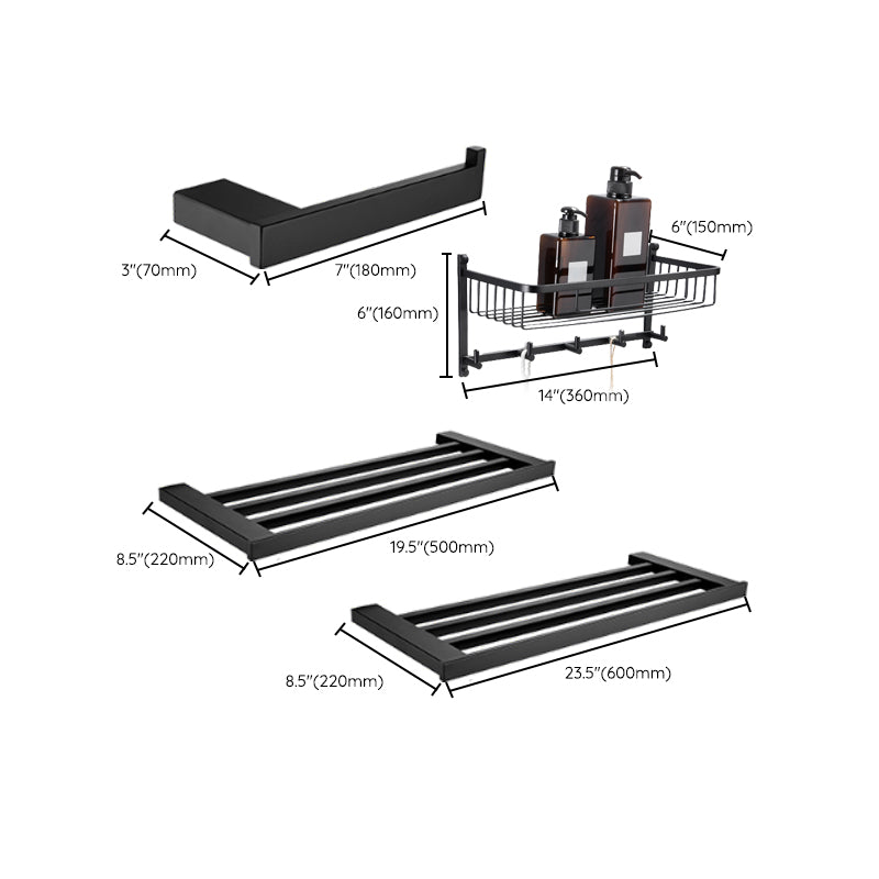 Rynx | 5-piece Modernism Bathroom Accessory Set in Matte Black Stainless Steel