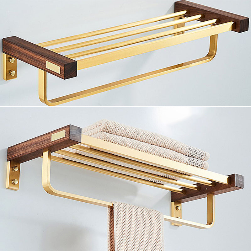 Rynx | 6-Piece Walnut Bathroom Accessory Set Metal Gold Bathroom Hardware Set