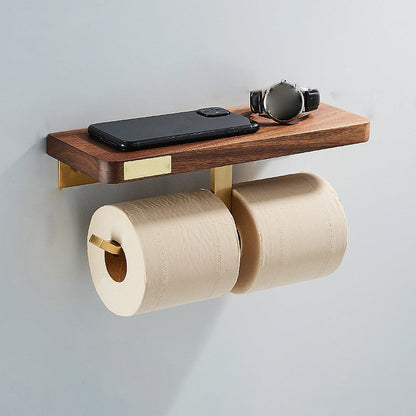 Rynx | 6-Piece Walnut Bathroom Accessory Set Metal Gold Bathroom Hardware Set