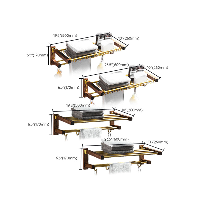 Rynx | 6-Piece Walnut Bathroom Accessory Set Metal Gold Bathroom Hardware Set