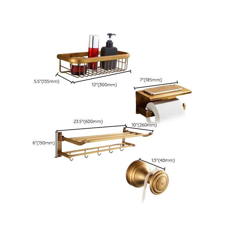 Rynx | 4-piece traditional bathroom accessory set Gold Brass bathroom accessory hardware set