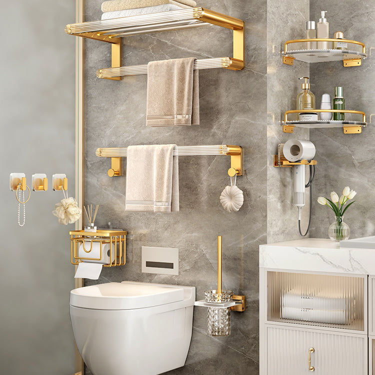 Rynx | Modern Golden Bathroom Accessories Single Piece or in Set with Bathroom Shelf