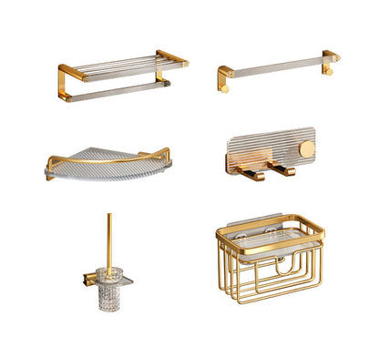 Rynx | Modern Golden Bathroom Accessories Single Piece or in Set with Bathroom Shelf