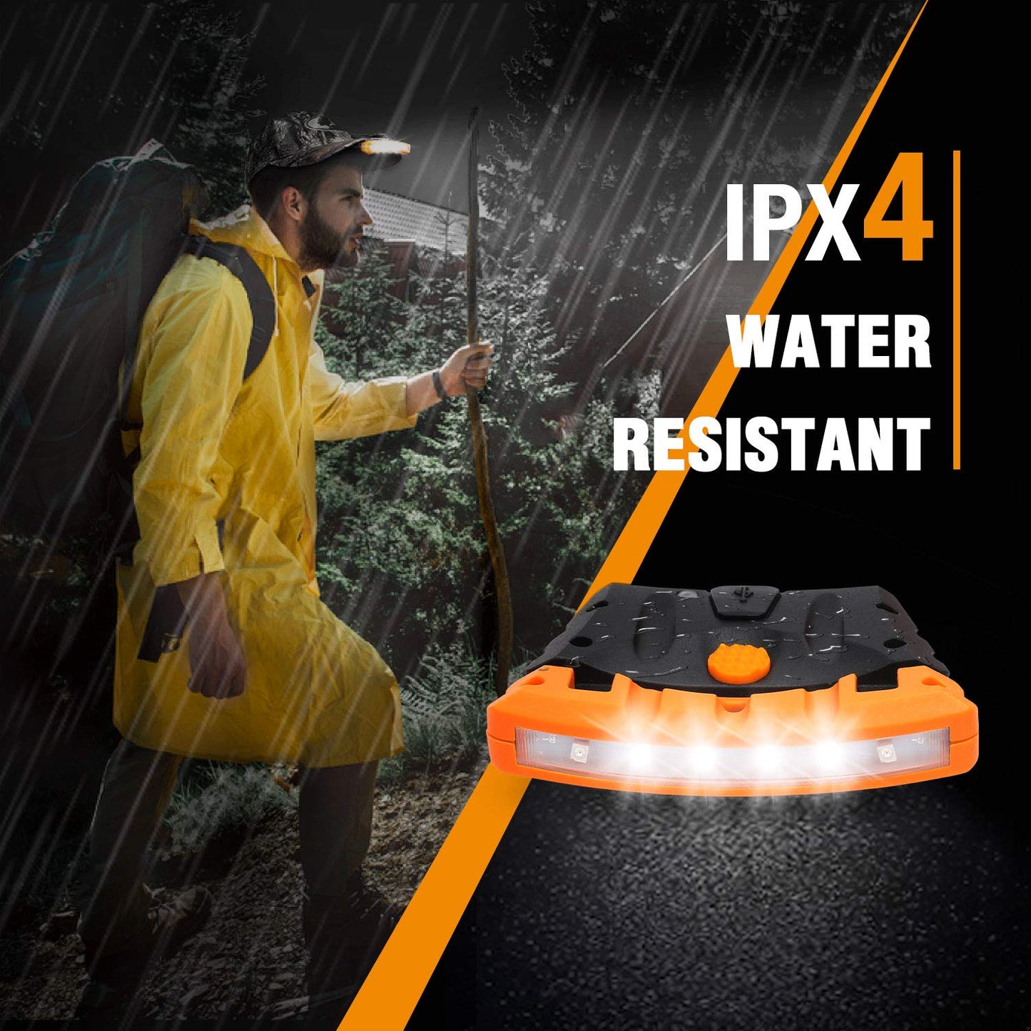 Rynx | Everbrite Rechargeable Headlamp, Waterproof Clip-On, Red Light, Rotatable Head, Ipx4