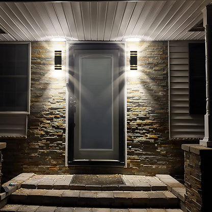 Rynx | Tewei LED Outdoor Wall Lights, 14W IP65 Waterproof, 3000K Warm White, Modern Black Aluminum, 2 Pack