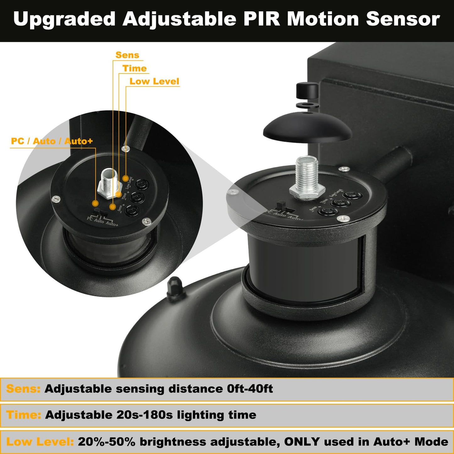 Rynx | Okeli Outdoor Wall Lamp - Dusk To Dawn Motion Sensor, Waterproof Lantern, Gfci Outlet, Black