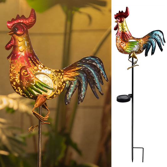 Rynx | Tryme Chicken Decor Rooster Solar Outdoor Decorative Garden Statue Gifts For Chicken Lovers Women Mother Metal Chicken Garden Art For Lawn