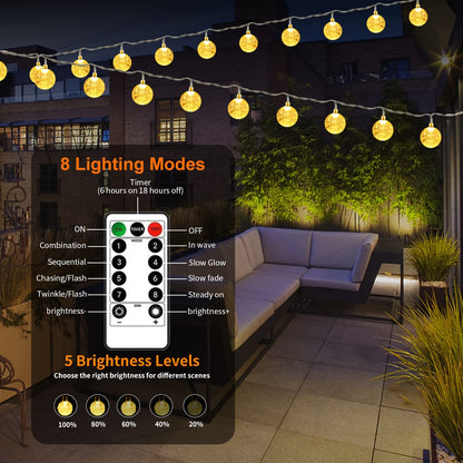 Rynx | Ryblgled 66Ft 200Led Warm White Battery Powered Outdoor Light Sources With Remote Control - Waterproof, 8 Modes