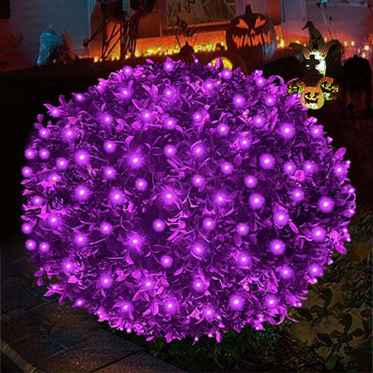 Rynx | Halloween Lights Outdoor, 100Led 5Ft x 5Ft Purple Halloween Net Lights With Connection Option, Waterproof, UL Certified And Durable Green Wire Design For Shrubs, Trees, Halloween Decorations Outdoor (Purple)