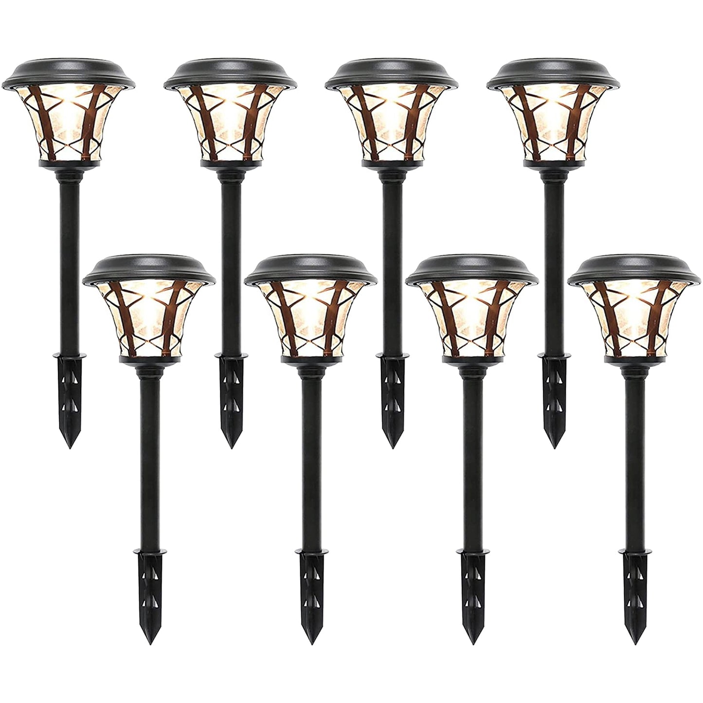 Rynx | Maggift 8 Pack Solar-Powered Path Lights, 25 Lumen SMD LED, Stainless Steel & Glass, Waterproof