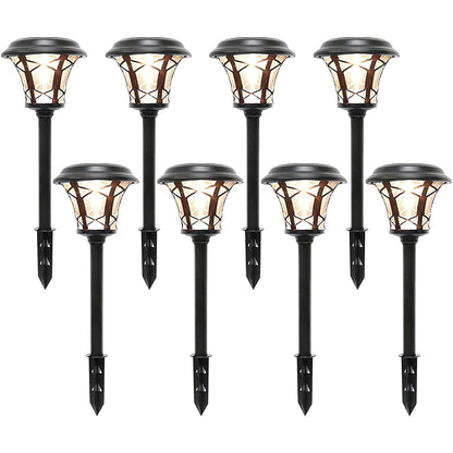 Rynx | Maggift 8 Pack Solar-Powered Path Lights, 25 Lumen SMD LED, Stainless Steel & Glass, Waterproof