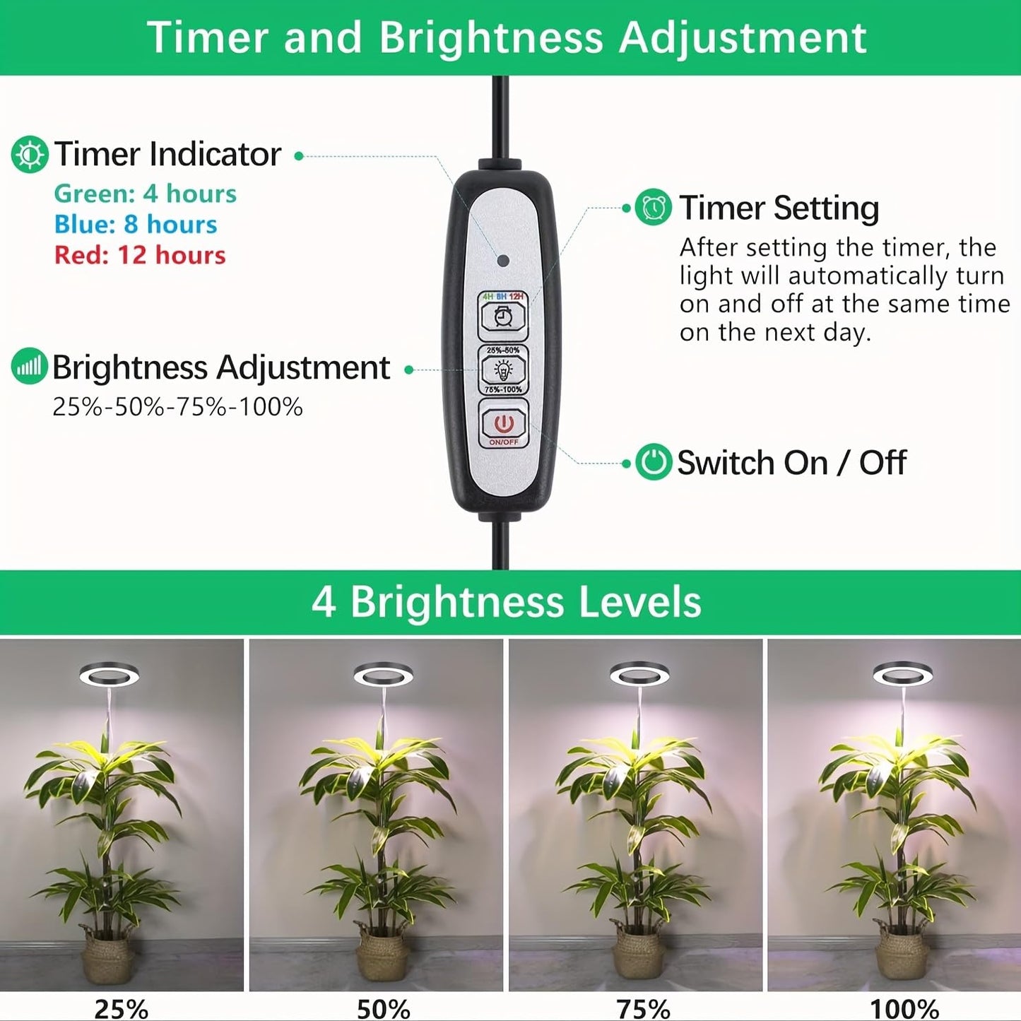 Rynx | Ej'S Supercar LED grow light for indoor plants, full spectrum, timer, 3-pack, adjustable