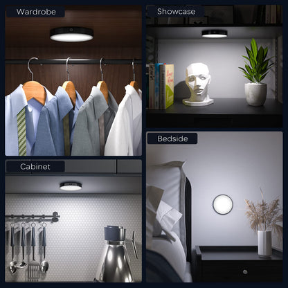 Rynx | Ferswe Dimmable Rechargeable Tap Light 6000K, Adjustable Brightness, 2 Pack, Black
