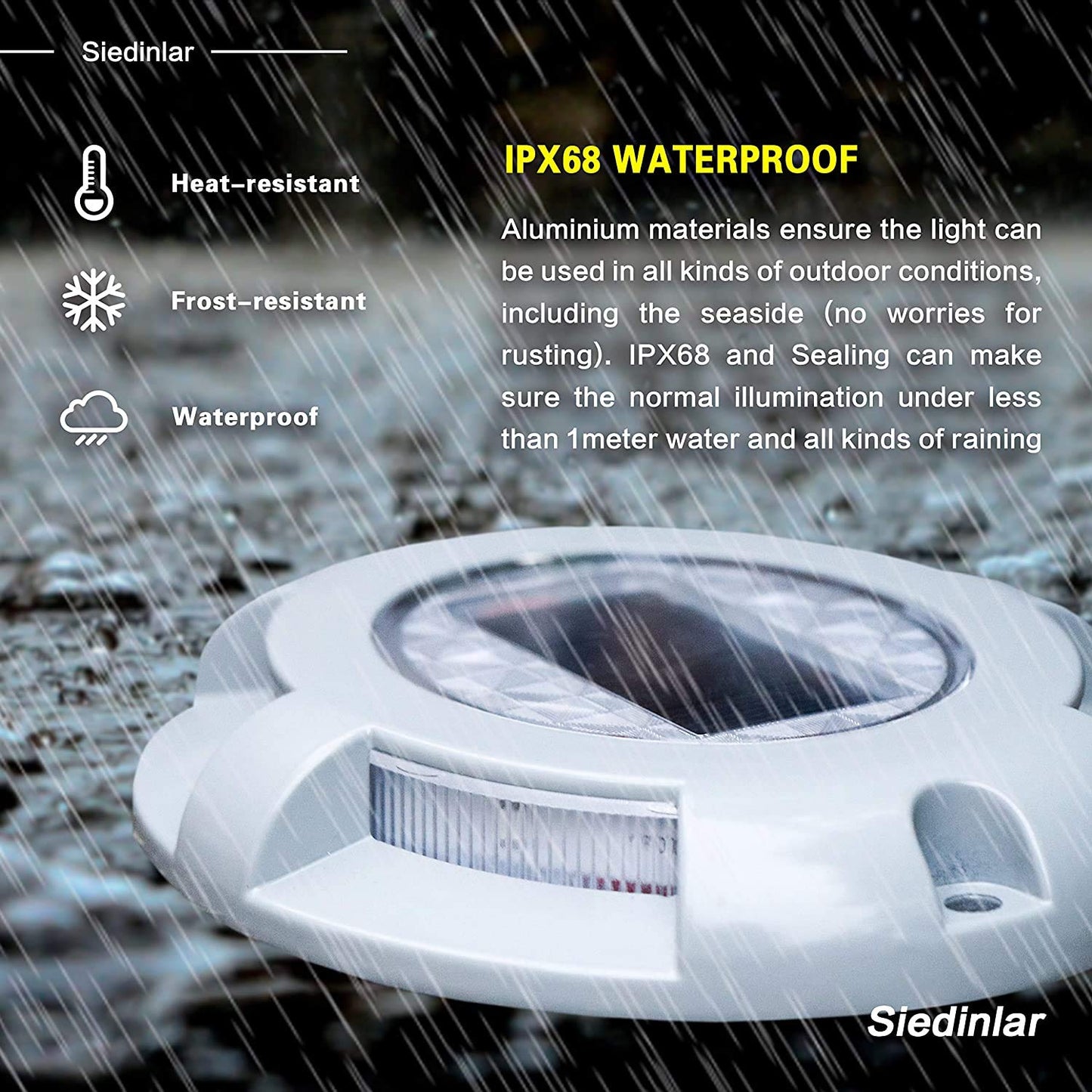 Rynx | Siedinlar Solar Cell Deck Lights - Blue Led Waterproof Driveway Markers, 4 Pack For Outdoor Use