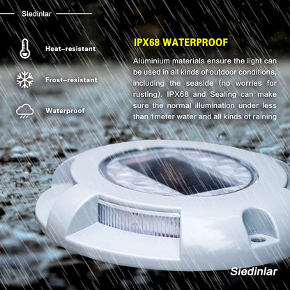 Rynx | Siedinlar Solar Cell Deck Lights - Blue Led Waterproof Driveway Markers, 4 Pack For Outdoor Use