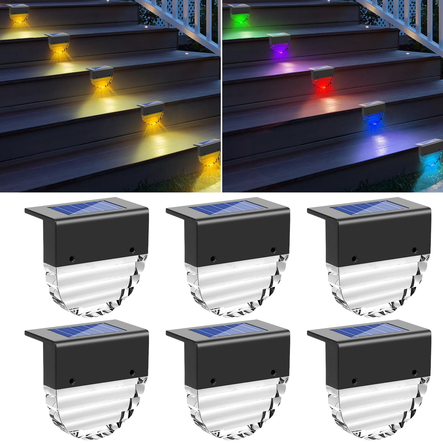Rynx | Sunjoyco Solar Deck Light - Waterproof Outdoor Step and Railing Light For Garden, Porch, Pool