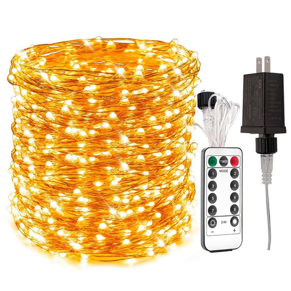 Rynx | Resnice 328Ft Extra Long Adventure Lights Plug In Waterproof Outdoor Copper Wire Lights With Remote Control 1000 High-Bright LEDs For Garden, Veranda, Patio, Christmas Wedding Party Decoration