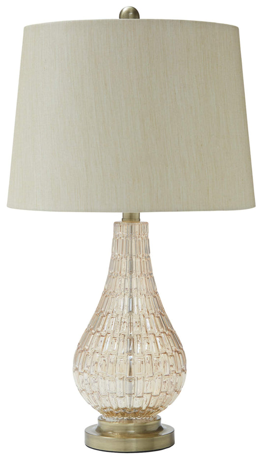 Rynx | Signature Design By Ashley Latoya Modern 25" Curved Glass Lamp, Champagne